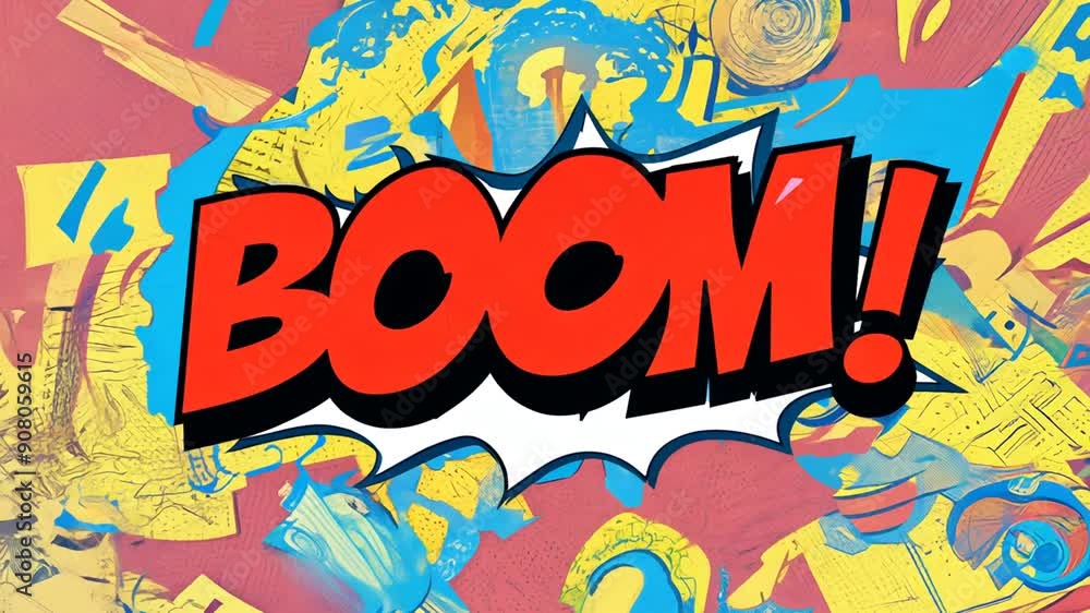 Poster dynamic comic book style boom effect with animated text background generative ai