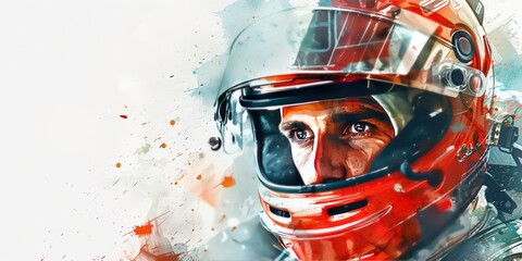 Watercolor Portrait of Racing Driver