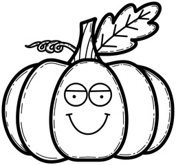 Cute pumpkin with Halloween Cartoon doodle coloring illustration