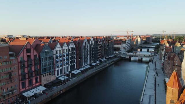 Gdansk Drone From above view of the city architecture historical center Europe Poland