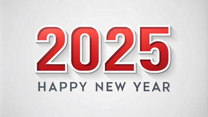 Celebrate the new year in style with a red and silver background, Happy New Year 2025 in a clean minimalist design.