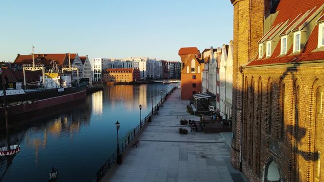 Gdansk Drone From above view of the city architecture historical center Europe Poland