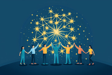 Starry team members as glowing stars illustration