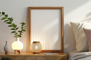 Blank digital frame on a nightstand, waiting to showcase cherished memories.