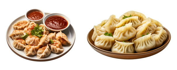 Set of momos. Asian cuisine photography.