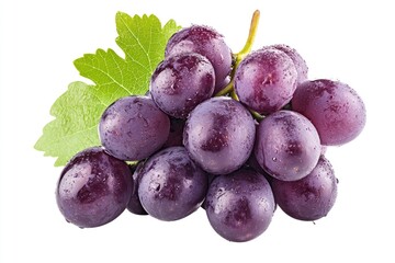 Fototapeta premium Transparent PNG available purple grape, isolated on white background, full depth of field , ai
