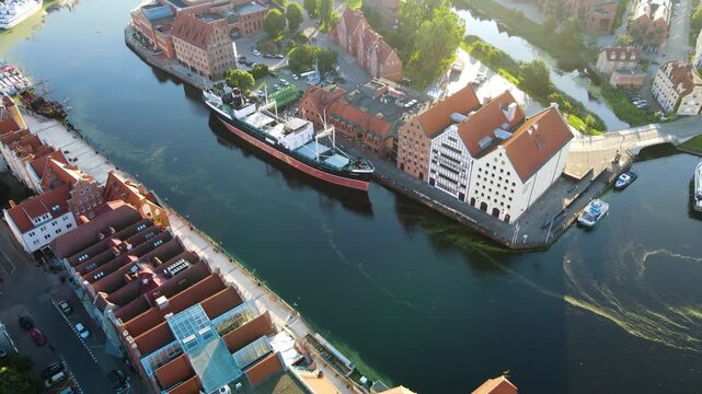Gdansk Drone From above view of the city architecture historical center Europe Poland