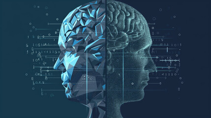 Obraz premium A digital brain made of circuit boards and glowing lines