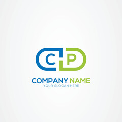 Minimal Monogram Letter CP Medicine Logo Elements