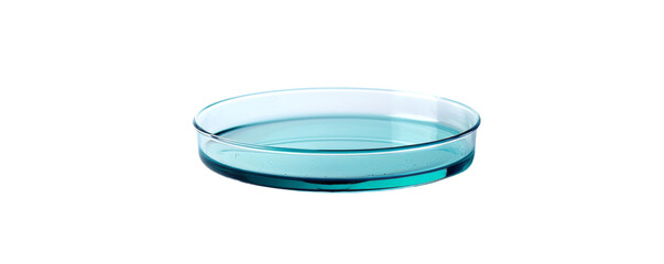 A petri dish filled with blue liquid.
