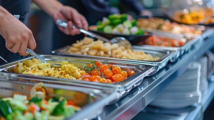 Obraz premium Buffet lunch a variety of mouth-watering dishes. Genereative AI