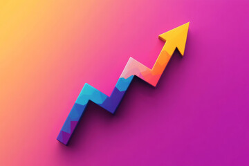 Ascend to Success: A vibrant, abstract arrow climbs a gradient background, symbolizing growth and progress