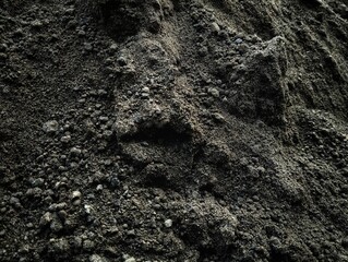 Close up view of black wet river sand background texture