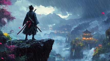 Game scene warrior illustration