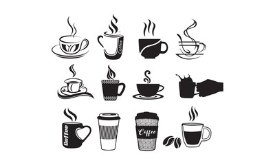 Coffee cup Vector bundle, Clipart, Silhouette, Vector, icons, illustration, design.