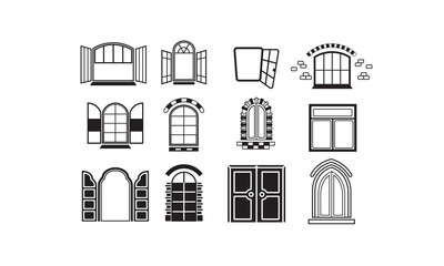 Naklejka premium Fashionable window Vector bundle, Clipart, Silhouette, Vector, icons, illustration, design.