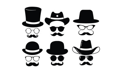 Glasses Moustache Vector bundle, Clipart, Silhouette, Vector, icons, illustration, design.