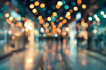 Blurred mall interior without people. AI generated