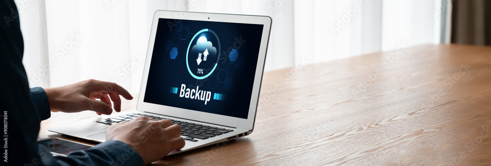 Poster backup storage data internet technology business concept. database storage cloud technology file dat