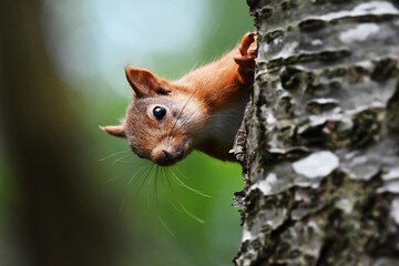 curious red squirrel