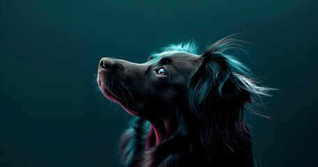 Ein Majestätischer Hund Blickt Neugierig In Die Ferne Unter Sanftem Lichtspiel