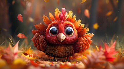 Adorable Thanksgiving Day turkey, 3D render