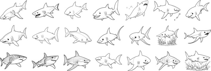 fish hand drawing coloring page and outline clipart vector design