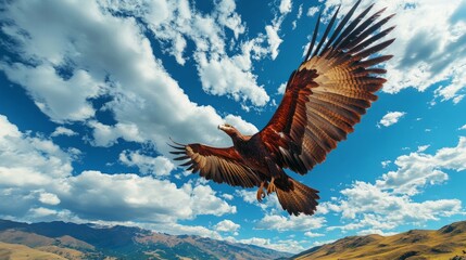 Obraz premium Andean Condor Flying over blue sky.