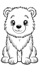 Fototapeta premium Adorable bear in black and white, coloring page for children and adults