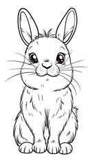 Fototapeta premium Coloring page of a rabbit, white background, page for children