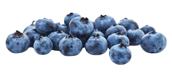 Close-up of fresh blueberries isolated on black background.