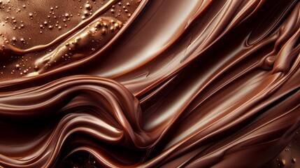 Rich brown chocolate liquid wave texture in a smooth flowing form