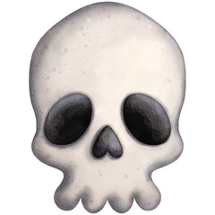 skull spooky watercolor halloween clipart, halloween party invitations, scrapbook designs, holiday decoration, mystical, and magical themes, isolated on a white blackground