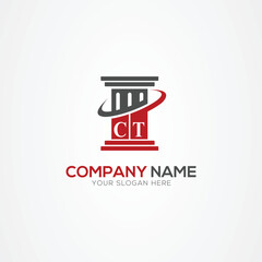 Minimal monogram Letter CT justice law firm logo elements