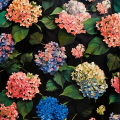 hydrangeas in the garden vivid illustration