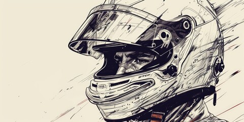 Artistic Drawing of Race Car Driver