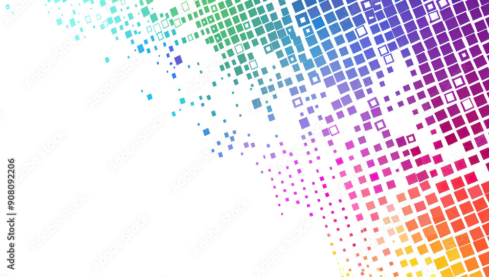 Poster this minimalist digital artwork showcases a mesmerizing pattern of colorful square tiles.