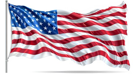 Obraz premium Flag of the United States of America, USA, on a white background 