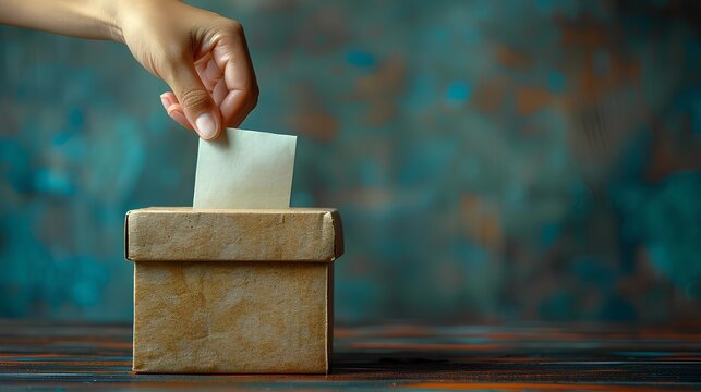 Person who is putting his vote in a ballot box or voting box, the vote is free and secret.