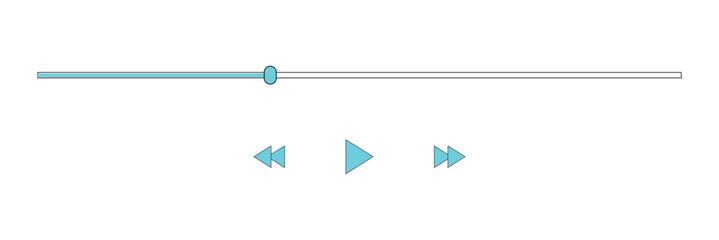 Audio player for songs or podcast playlist. Play or pause button. Music or video play bar icon on white background. Vector illustration. Eps file 34.