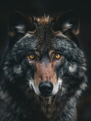 Fototapeta premium Intense Close-up of a Wolf in a Winter Landscape