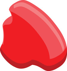 Red nail polish is flowing down on white background