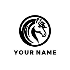 Fototapeta premium black horse head logo vector in circle