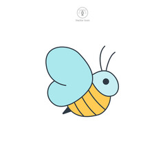 Honey bee icon symbol vector illustration isolated on white background