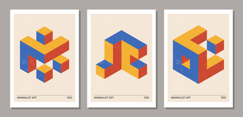 Set of minimal 20s geometric design posters