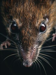 Close-Up of a Curious Shrew Peeking from a Tree Bark