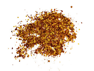 Red chili flaks on transparent background