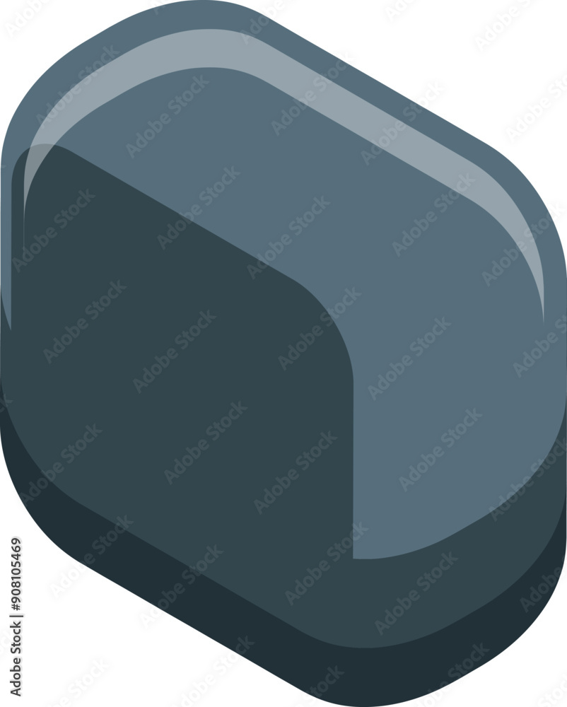 Poster blank rounded rectangular button icon in isometric view, perfect for designers and developers