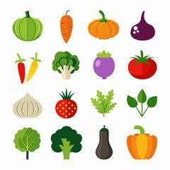 A set of 16 black outline icons of al fruta vector