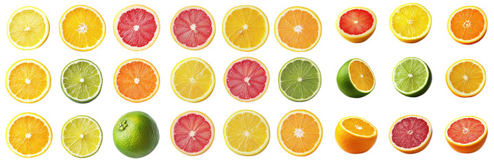 Fototapeta premium Fresh Citrus Fruits isolated on transparent png background